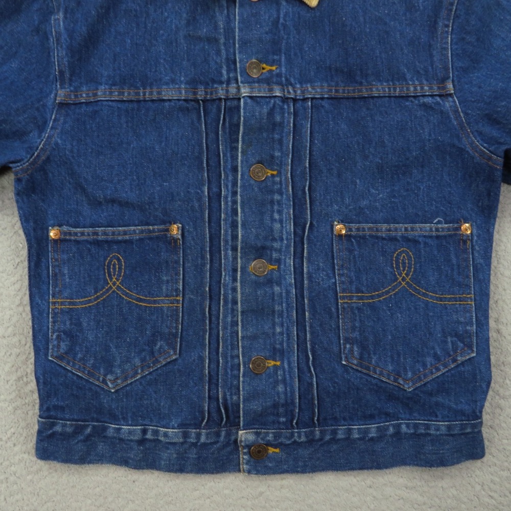 Polo Ralph Lauren Jacket Mens Small Indigo Western Corduroy Collar USA 80s Denim - Picture 7 of 16